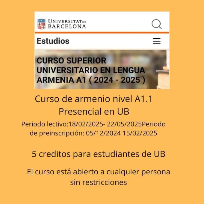 Curso de lengua armenia en la Universidad de Barcelona