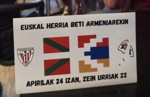 Hinchas del Athletic Bilbao se solidarizaron con Artsaj durante el partido contra el equipo azerbaiyano ‘Qarabag’